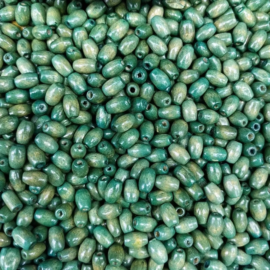 6x11%20mm%20Parlak%20Koyu%20Yeşil%20%20Arpa%20Ahşap%20Boncuk