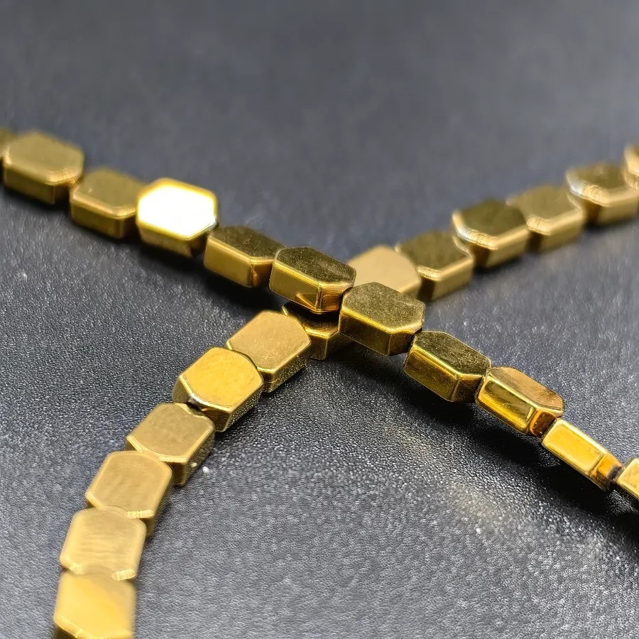 2x6%20mm%20Altın%20Renk%20Altıgen%20Hematit%20Doğal%20Taş