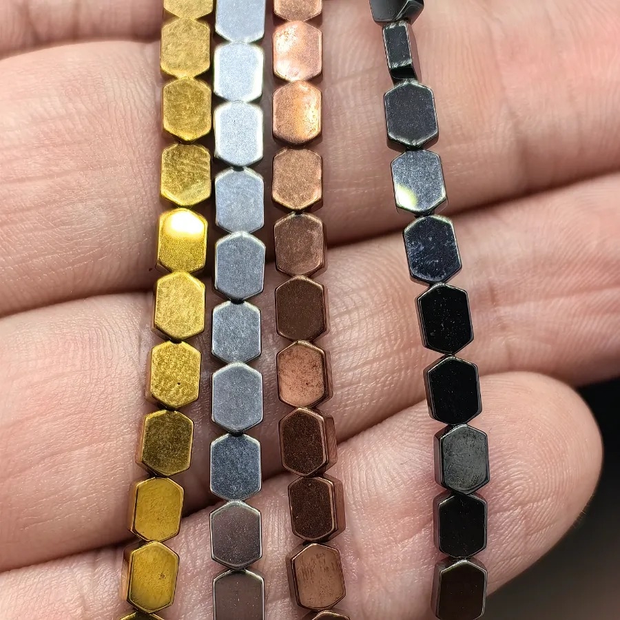 2x6%20mm%20Altın%20Renk%20Altıgen%20Hematit%20Doğal%20Taş