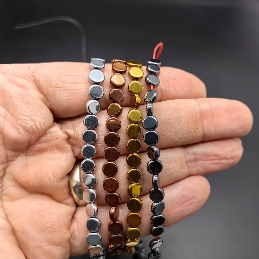 2x6%20mm%20Gümüş%20Renk%20Yuvarlak%20%20Hematit%20Doğal%20Taş