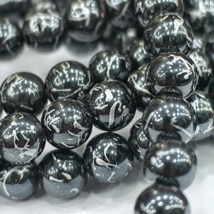 8%20mm%20Siyah%20Desenli%20Küre%20Hematit%20Doğal%20Taş