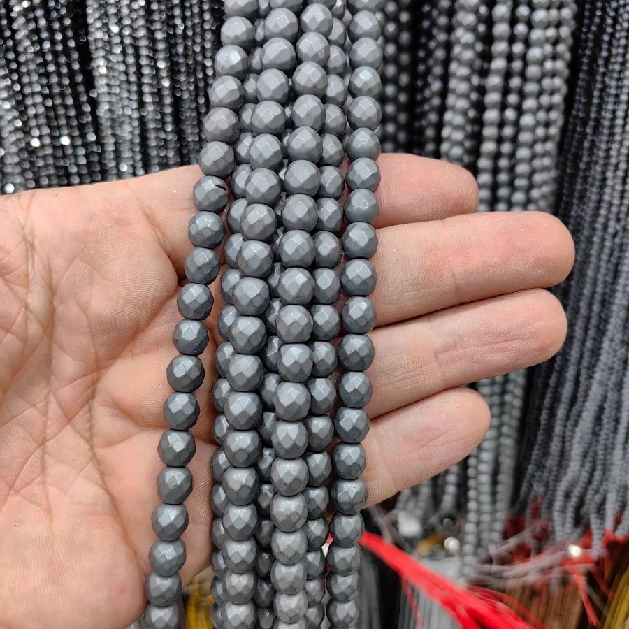 8%20mm%20Mat%20Gri%20Fasetli%20Küre%20%20Hematit%20Doğal%20Taş