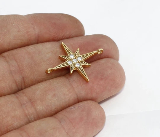 24%20Ayar%20Altın%20Kaplama%20Beyaz%20Zirkon%20Taşlı%20Çift%20Kulplu%20Kuzey%20Yıldızı%20Charms,%20Kuzey%20Yıldızı%20Kolye%20Ucu