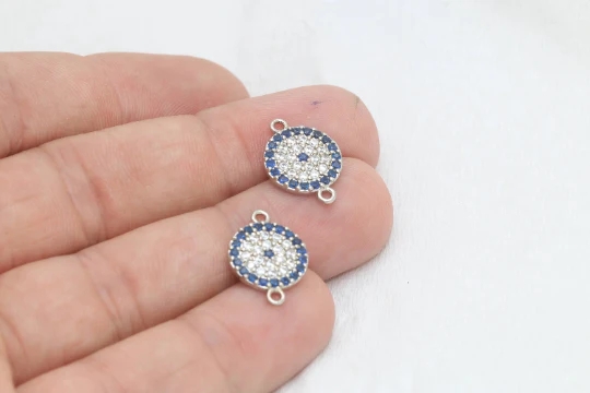 Gümüş%20Kaplama%20Mavi%20Beyaz%20Zirkon%20Taşlı%20Çift%20Kulplu%20Nazarlık%20Charms,%20%20Nazarlık%20Kolye%20Ucu