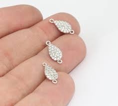 Gümüş%20Kaplama%20Çift%20Kulplu%20Beyaz%20Zirkon%20Taşlı%20Damla%20Charms,%20Damla%20Kolye%20Ucu