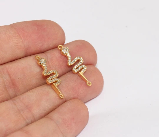 24%20Ayar%20Altın%20Kaplama%20Beyaz%20Zirkon%20Taşlı%20%20Çift%20Kulplu%20Yılan%20Charm,%20Yılan%20Kolye%20Ucu
