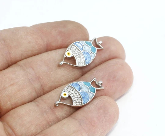 Gümüş%20Kaplama%20Beyaz%20Zirkon%20Taşlı%20Çift%20Kulplu%20Renkli%20Balık%20Charms,%20Balık%20Kolye%20Ucu