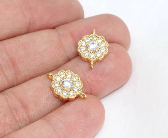 24%20Ayar%20Altın%20Kaplama%20Beyaz%20Zirkon%20Taşlı%20Çift%20Kulplu%20Çiçek%20Charms,%20Çiçek%20Kolye%20Ucu