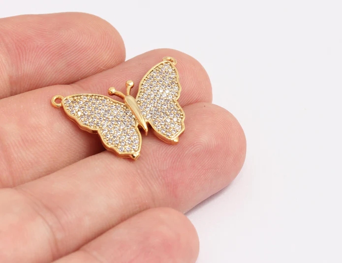 24%20Ayar%20Altın%20Kaplama%20Beyaz%20Zirkon%20Taşlı%20Çift%20Kulplu%20Kelebek%20charms,%20Kelebek%20Kolye%20Ucu