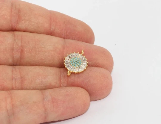 24%20Ayar%20Altın%20Kaplama%20Beyaz%20Turkuaz%20Zirkon%20Taşlı%20Çift%20Kulplu%20Yuvarlak%20Charms,%20Yuvarlak%20Kolye%20Ucu