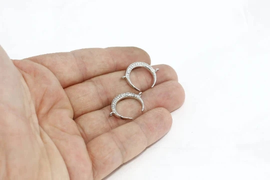 Gümüş%20Kaplama%20Çift%20Kulplu%20Beyaz%20Zirkon%20Taşlı%20Hilal%20Charms,%20Çift%20Kulplu%20Hilal