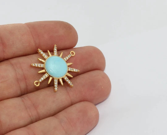 24%20Ayar%20Altın%20Kaplama%20Çift%20Kulplu%20Beyaz%20Açık%20Mavi%20Zirkon%20Taşlı%20Parlak%20Güneş%20charms,%20Güneş%20Kolye%20Ucu