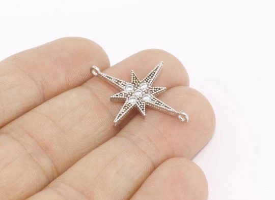 Rodyum%20Kaplama%20Beyaz%20Zirkon%20Taşlı%20Çift%20Kulplu%20%20Kuzey%20Yıldızı%20Charms,%20Kuzey%20Yıldızı%20Kolye%20Ucu