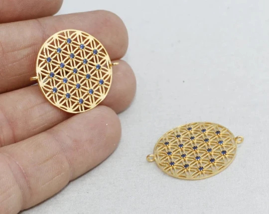 24%20Ayar%20Altın%20Kaplama%20Mavi%20Zirkon%20Taşlı%20Çift%20Kulplu%20Yuvarlak%20Charms,%20Yuvarlak%20Kolye%20Ucu