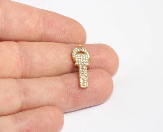 24%20Ayar%20Altın%20Kaplama%20Beyaz%20Zirkon%20Taşlı%20Parlak%20Anahtar%20Charms,%20Anahtar%20Kolye%20Ucu