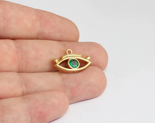 24%20Ayar%20Altın%20Kaplama%20Yeşil%20Zirkon%20Taşlı%20Parlak%20Göz%20Charms,%20Göz%20Kolye%20Ucu