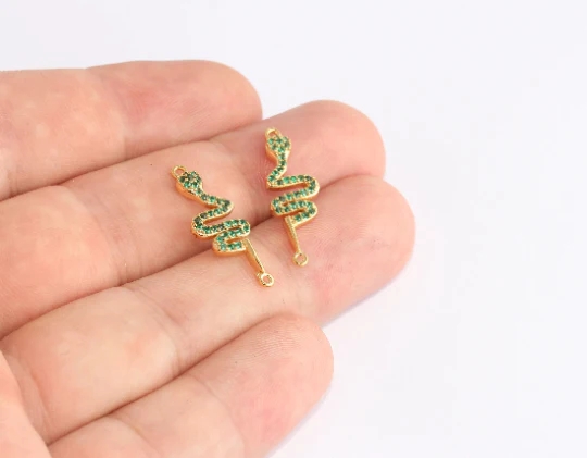 24%20Ayar%20Altın%20Kaplama%20Yeşil%20Zirkon%20Taşlı%20Çift%20Kulplu%20Yılan%20Charms,%20Yılan%20Kolye%20Ucu
