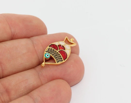 24%20Ayar%20Altın%20Kaplama%20Siyah%20Zirkon%20Taşlı%20Çift%20Kulplu%20Renkli%20Balık%20Charms,%20Balıklı%20Kolye%20Ucu