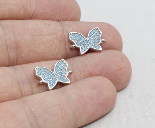Gümüş%20Kaplama%20Turkuaz%20Zirkon%20Çift%20Kulplu%20Kelebek%20Charms,%20Kelebek%20Kolye%20Ucu