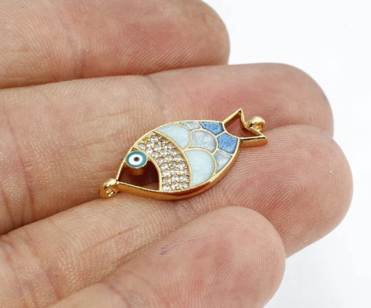 24%20Ayar%20Altın%20Kaplama%20Beyaz%20Zirkon%20Taşlı%20Çift%20Kulplu%20Renkli%20Balık%20Charms,%20Balık%20Kolye%20Ucu