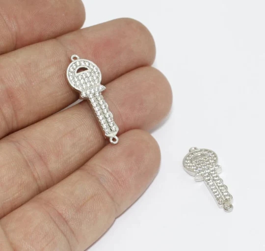Gümüş%20Kaplama%20Beyaz%20Zirkon%20Kaplama%20Çift%20Kulplu%20%20Anahtar%20Charms,%20Anahtar%20Kolye%20Ucu