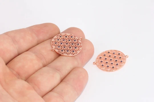 24%20Ayar%20Rose%20Altın%20Kaplama%20Mavi%20Zirkon%20Taşlı%20Çift%20Kulplu%20Yuvarlak%20Charms,%20Yuvarlak%20Kolye%20Ucu
