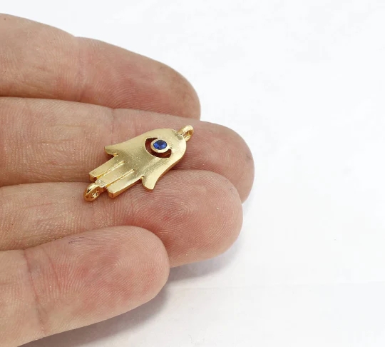24%20Ayar%20Mat%20Altın%20Kaplama%20Mavi%20Zirkon%20Taşlı%20Çift%20Kulplu%20Fatima%20Eli%20Charms,%20Fatmanın%20Eli%20%20Kolye%20Ucu