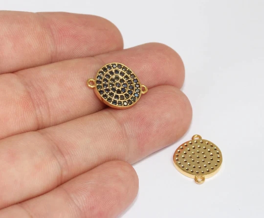 24%20Ayar%20Altın%20Kaplama%20Siyah%20Zirkon%20Taşlı%20Çift%20Kulplu%20Yuvarlak%20Charms,%20Yuvarlak%20Kolye%20Ucu