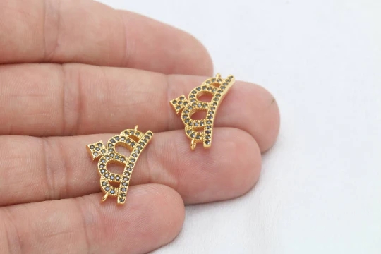 24%20Ayar%20Altın%20Kaplama%20Siyah%20Zirkon%20Taşlı%20Çift%20Kulplu%20Taç%20Charms,%20Taç%20Kolye%20Ucu