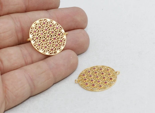 24%20Ayar%20Altın%20Kaplama%20Çift%20Kulplu%20Yakut%20Renk%20Zirkon%20Taşlı%20Parlak%20Yuvarlak%20charms,%20Yuvarlak%20Kolye%20Ucu