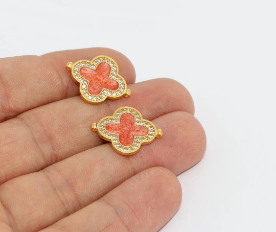 24%20Ayar%20Altın%20Kaplama%20Beyaz%20%20Zirkon%20Taşlı%20Çift%20Kulplu%20Turuncu%20Yonca%20charms,%20Yuvarlak%20Kolye%20Ucu