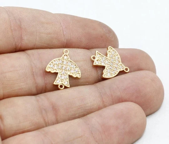 24%20Ayar%20Altın%20Kaplama%20Beyaz%20Zirkon%20Taşlı%20Çift%20Kulplu%20Kuş%20Charms,%20Kuş%20Kolye%20Ucu