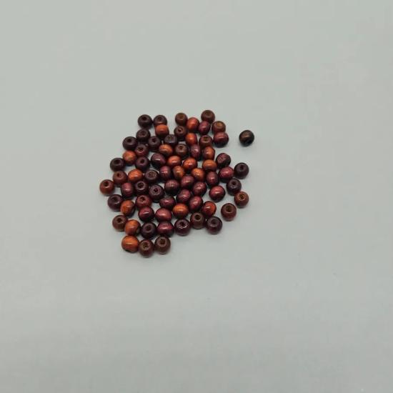 8mm  , Parlak Kahverengi  Yuvarlak, Top Ahşap Boncuk