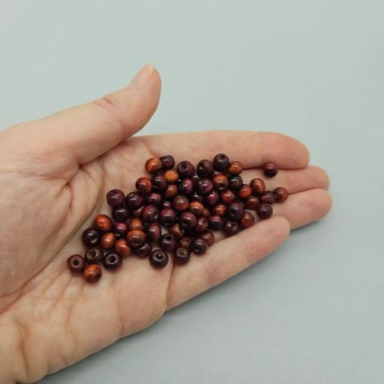 8mm  , Parlak Kahverengi  Yuvarlak, Top Ahşap Boncuk