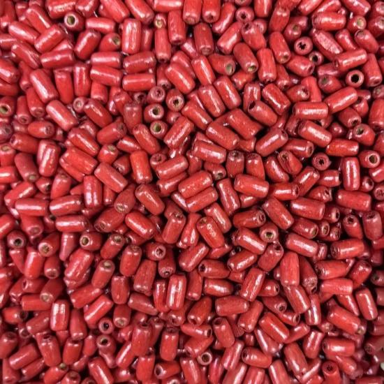 4x8 mm  Kırmızı Boru Ahşap Boncuk