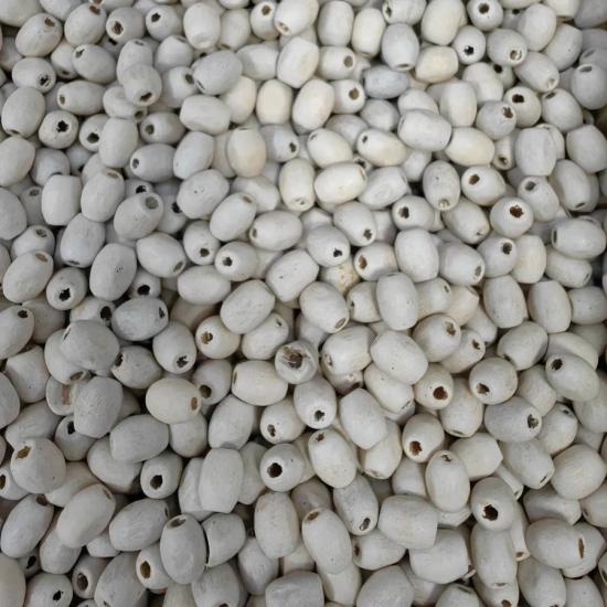 6x11 mm Beyaz  Arpa Ahşap Boncuk