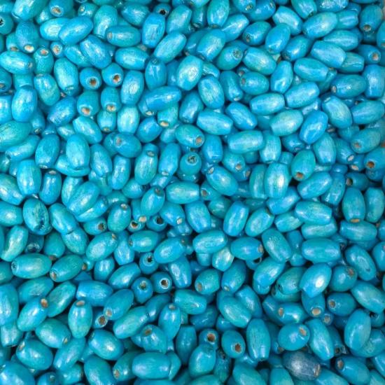 6x11 mm Parlak Turkuaz Arpa Ahşap Boncuk
