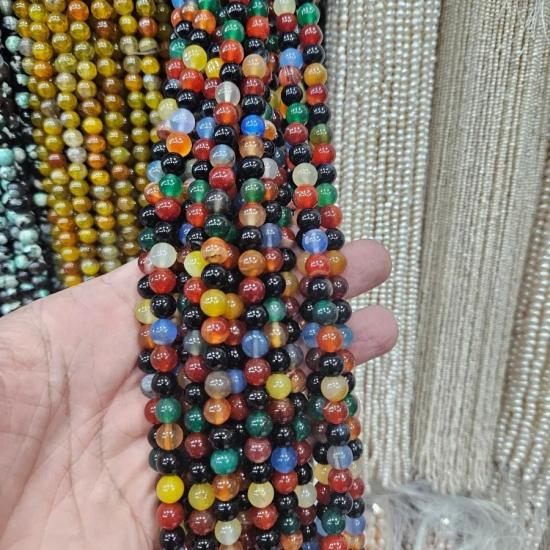 10 MM  Karışık Renkli Akik Doğal Taş Dizi