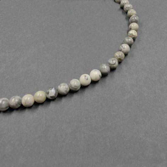 8 mm Gri Beyaz Jasper Doğal Taş Dizi
