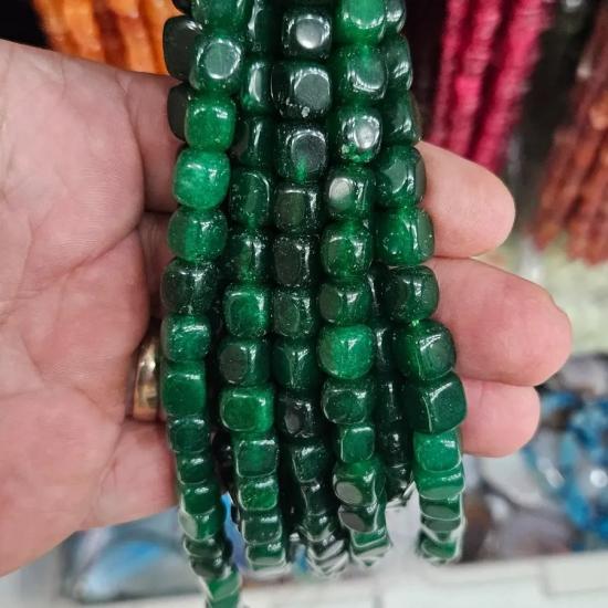 8 MM Küp Zümrüt Yeşil Ceyt  Doğal Taş