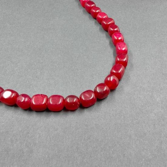 8 MM Küp Kesim Koyu Pembe Ceyt Doğal Taş Dizi