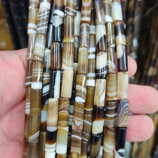 Silindir Kesim Akik Doğal Taş Dizi 6 x 15mm