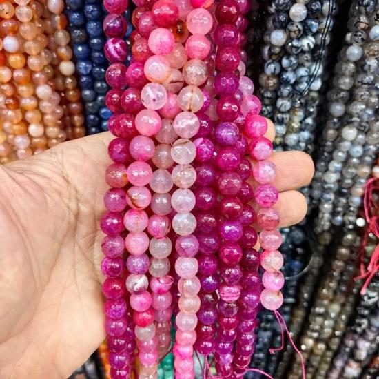 8 mm Fasetli Küre Kesim Pembe Akik Doğal Taş Dizi