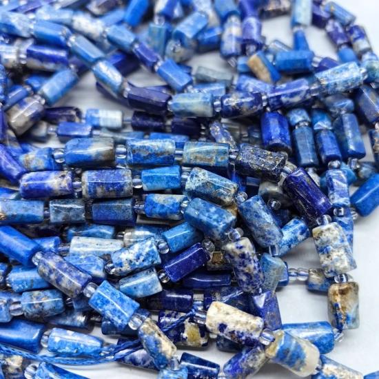 6x10 mm Lapis Lazuli Silindir Kesim Doğal Taş Dizi 