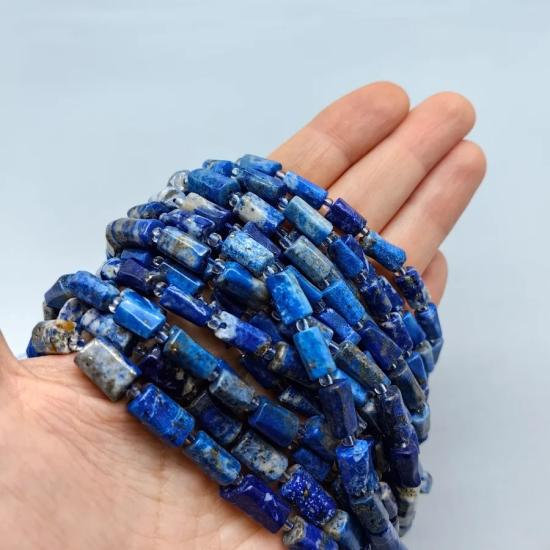 6x10 mm Lapis Lazuli Silindir Kesim Doğal Taş Dizi 