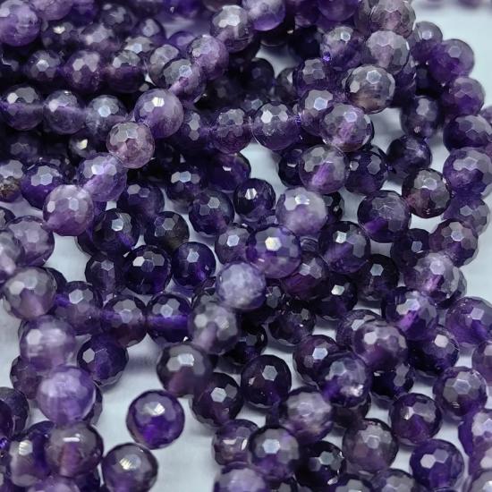 6 mm Ametist Kuvars (AAA Kalite) Fasetli Küre Kesim Doğal Taş Dizi