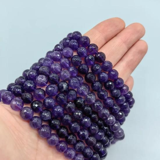 8 mm Ametist Kuvars (AAA Kalite) Fasetli Kesim Doğal Taş Dizi