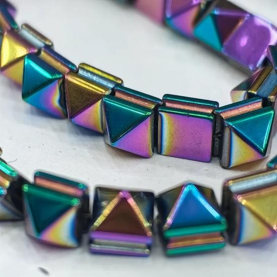 8 mm Kare Piramit  Makromelik Hematit Doğal Taş
