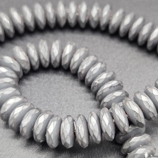 8 mm Mat Gri Fasetli  Hematit Doğal Taş