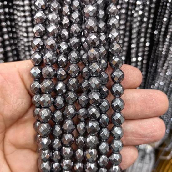 8 mm Fasetli Küre  Parlak Hematit Doğal Taş